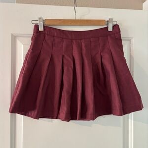 Preppy Burgundy Pleated Skirt
